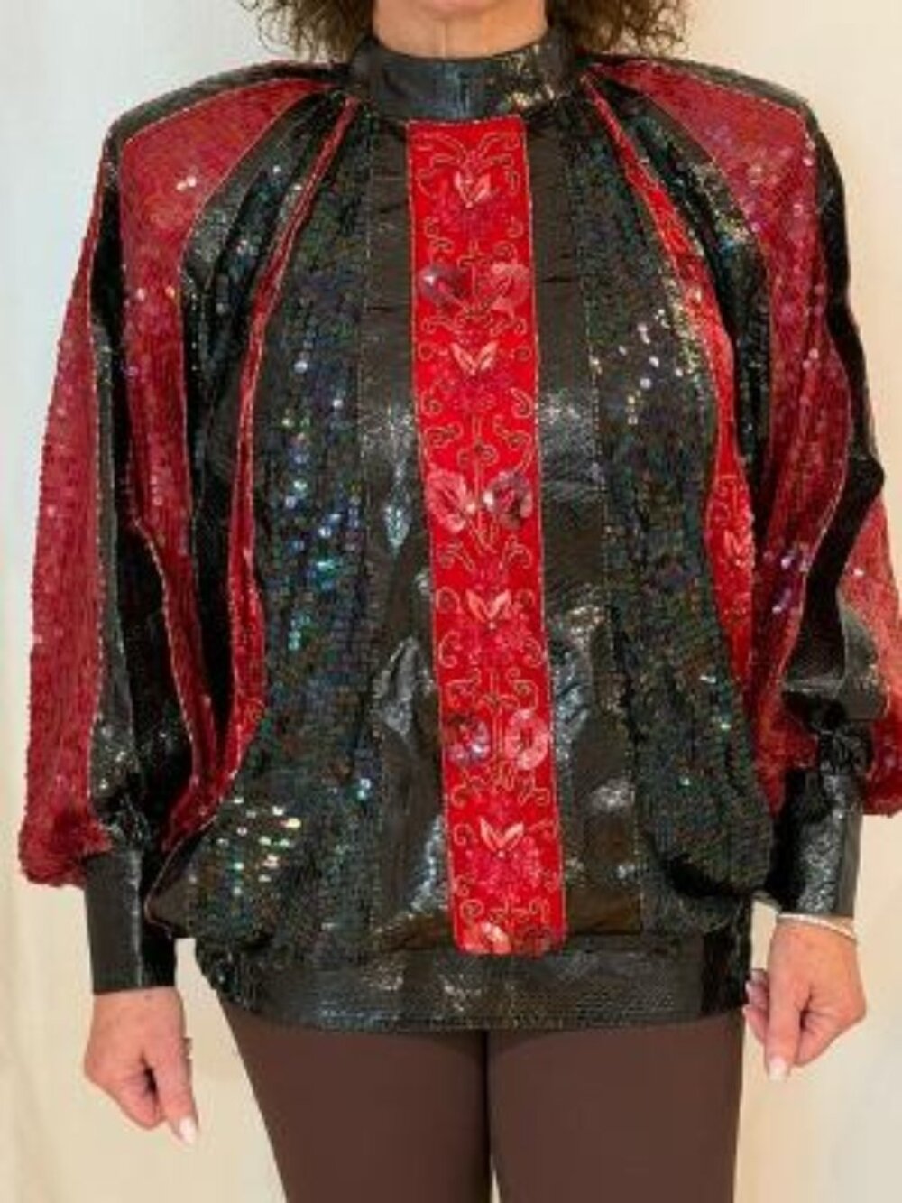 Unrivaled, One of a Kind Animal Print Formal Party Top w/Sequins, Size 4/6